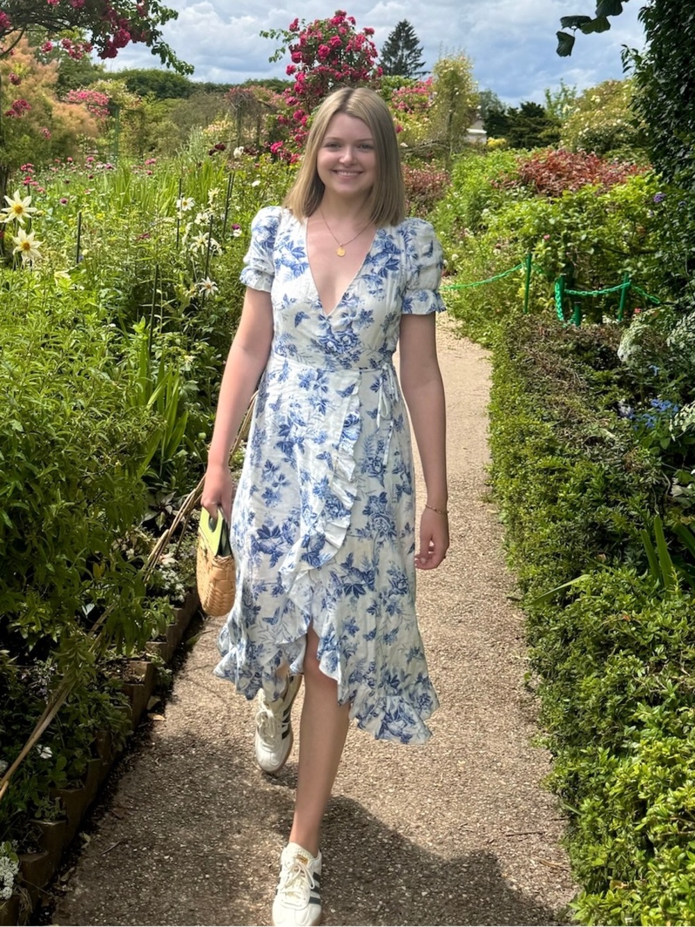 & Other Stories Blue and White Floral Wrap Dress